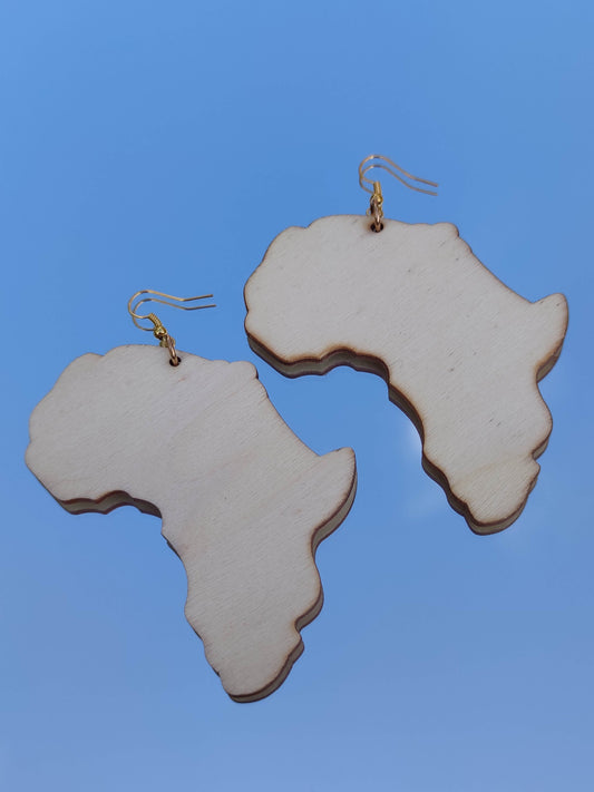 Grandes boucles d'oreilles Africa continent africain bois brut bijou afro