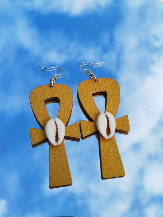 Boucles d'oreilles croix ankh symbole egyptien culture africaine afrocentrique