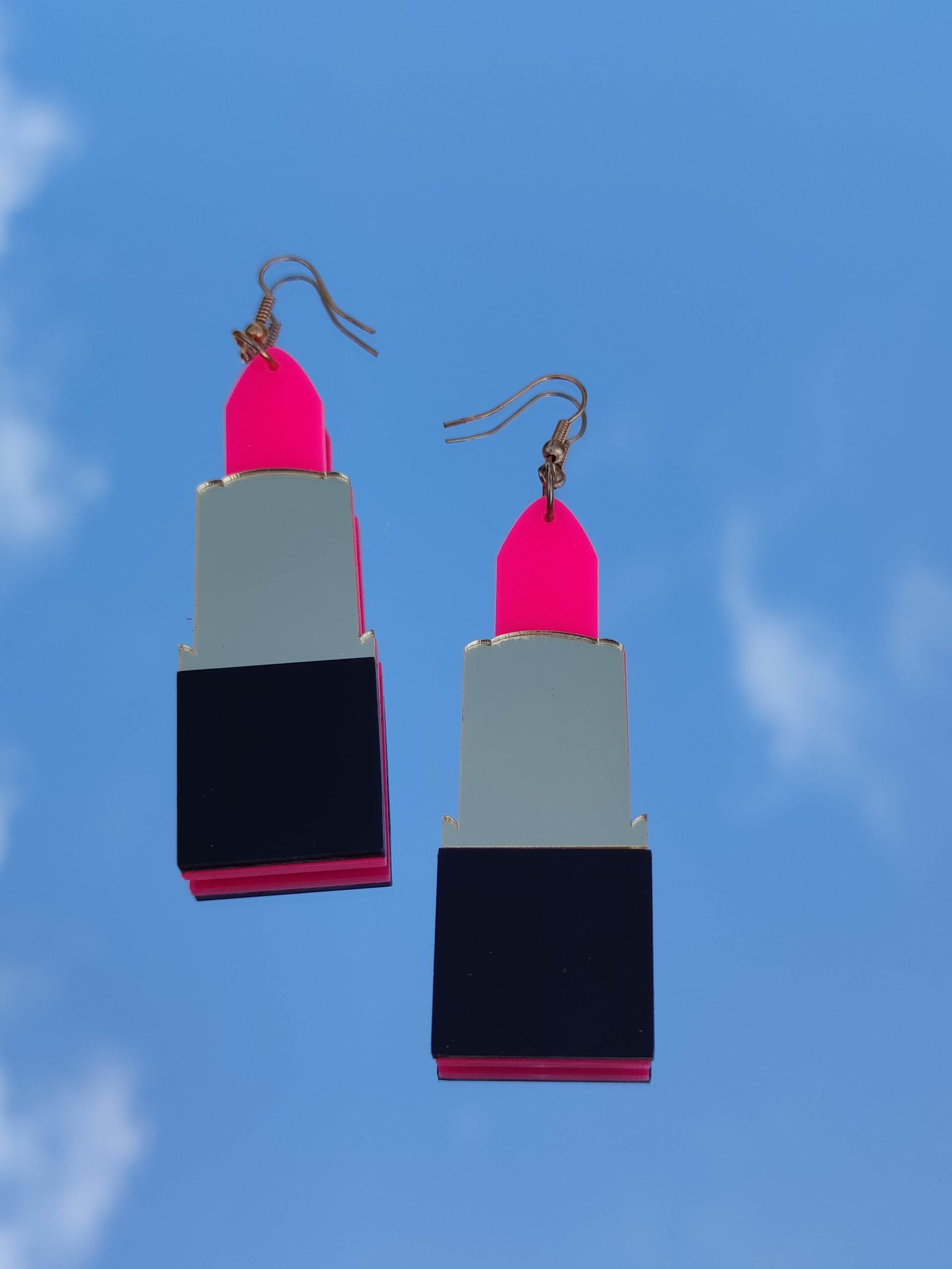 Boucles d'oreilles rouge à lèvres géant rose Hip Hop pop culture