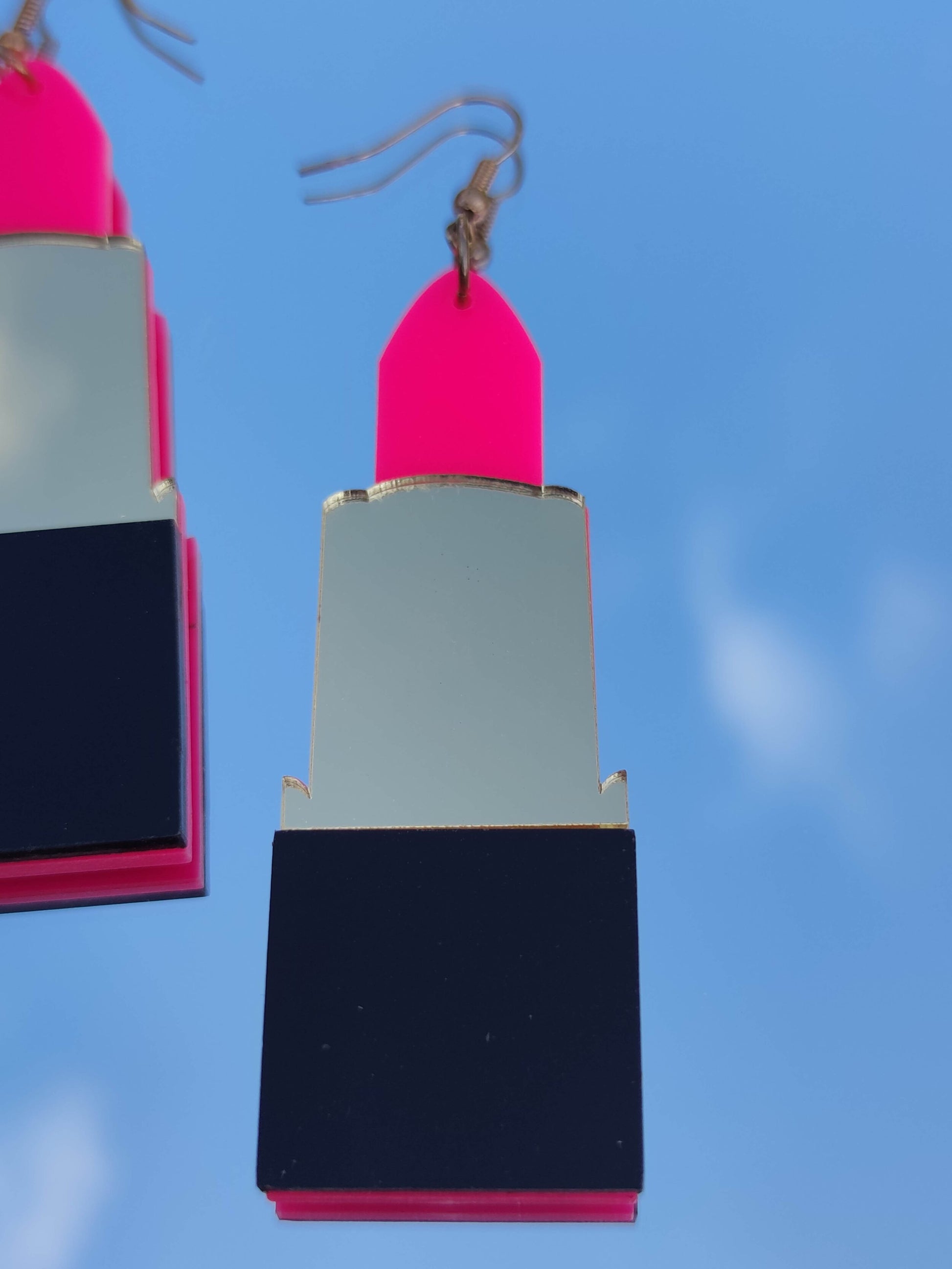 Boucles d'oreilles rouge à lèvres géant rose Hip Hop pop culture