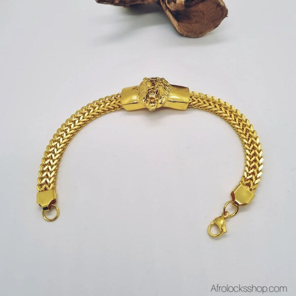 gourmette-tete-lion-rasta-doree - Afro Locks Shop