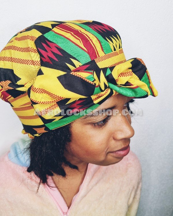 Turban à nouer pour enfant tissu satin design africain