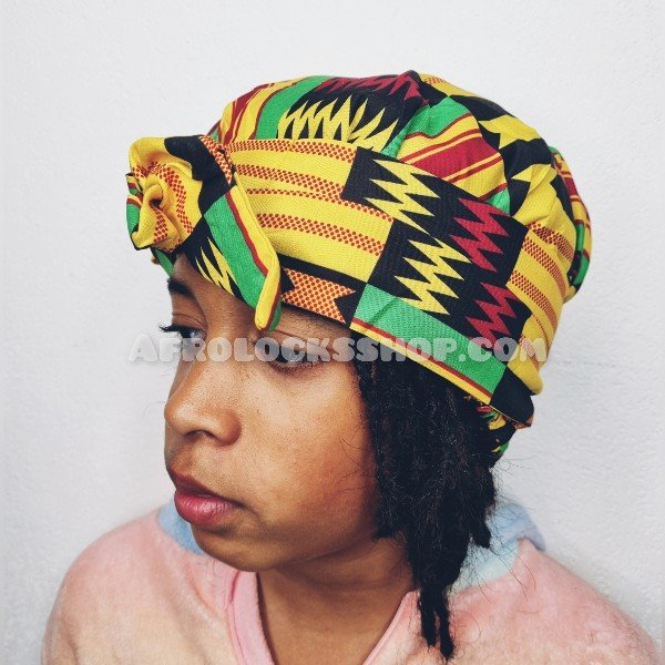 Turban à nouer pour enfant tissu satin design africain