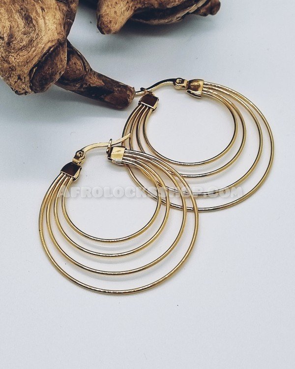 Boucles d'oreilles créoles multiples acier inoxydable doré