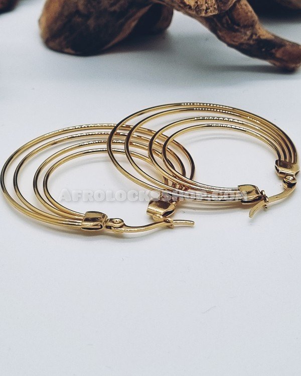 Boucles d'oreilles créoles multiples acier inoxydable doré