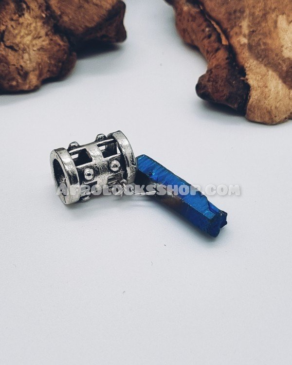 Bijou viking cheveux et barbe cristal naturel bleu