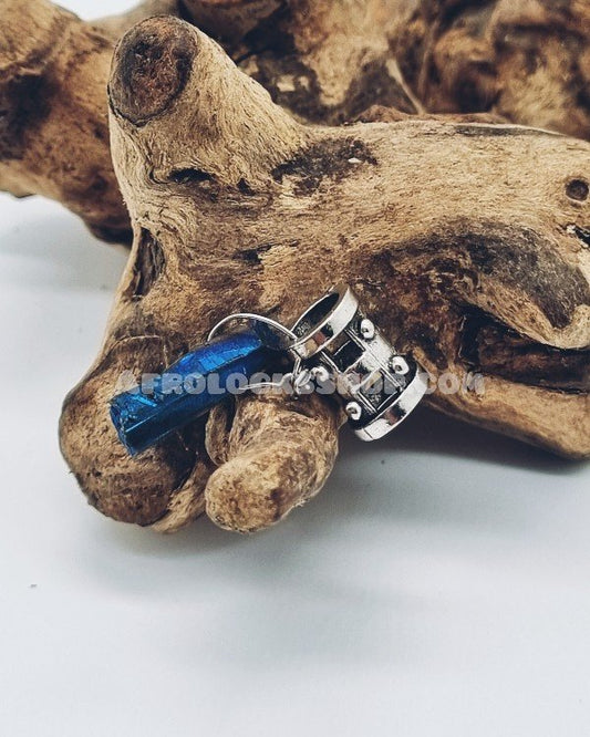 Bijou viking cheveux et barbe cristal naturel bleu