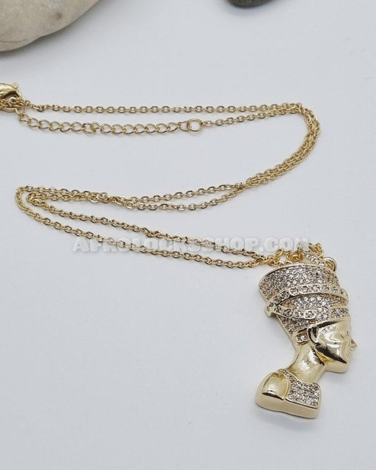 Ensemble chaîne 50 CM et pendentif reine d'Egypte Nefertiti