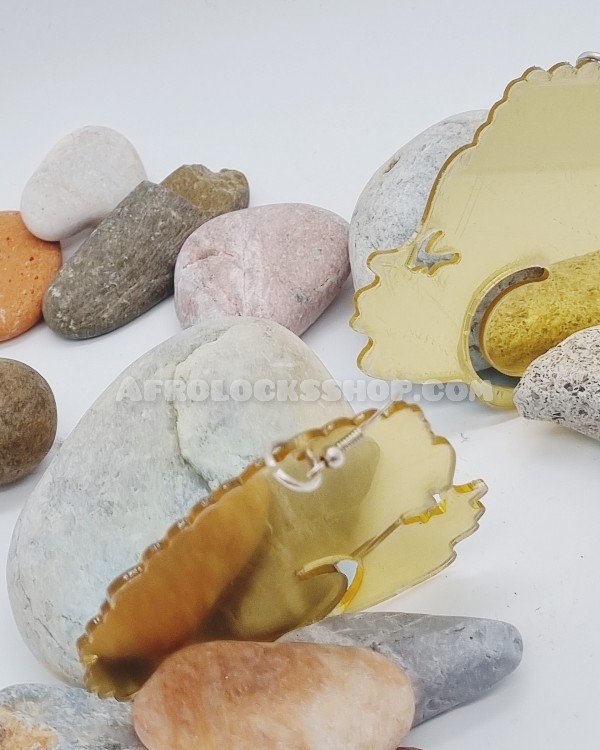 Boucles d'oreilles acrylique effigie visage femme noire et son afro-SQ7531046