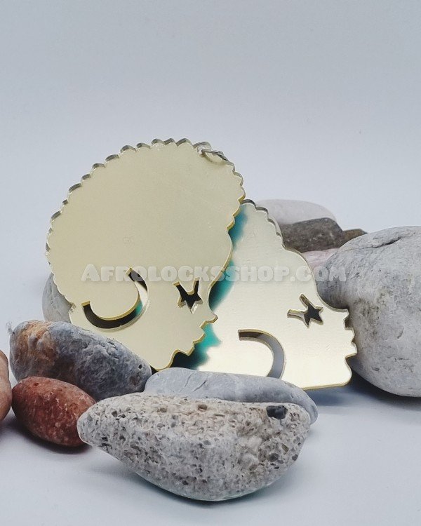 Boucles d'oreilles acrylique effigie visage femme noire et son afro-SQ7531046