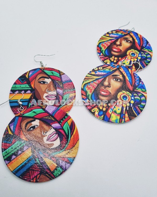 Boucles d'oreilles beauté vitiligo femme noire avec foulard-SQ9600352