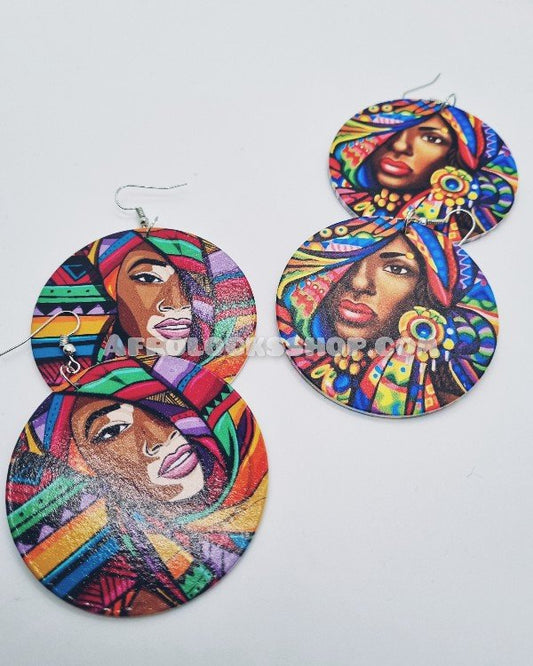 Boucles d'oreilles beauté vitiligo femme noire avec foulard-SQ9600352