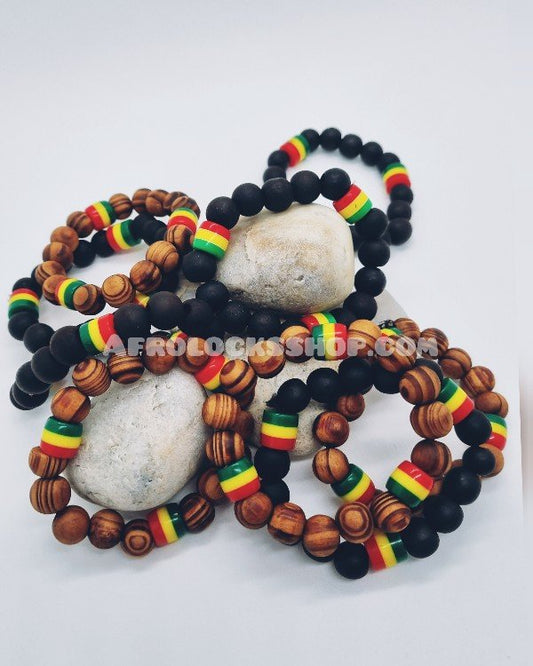Lot de 2 x bracelets rasta en perles fait à la main