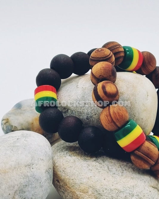 Lot de 2 x bracelets rasta en perles fait à la main