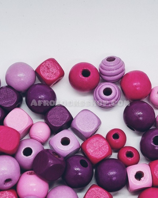 Centaines de perles en bois rose violet fushia mauve plus de 500 G