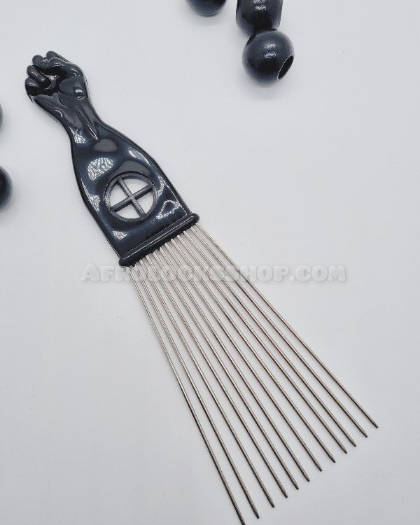 Peigne cheveux afros avec dents en métal et poing levé 3 tailles-SQ6601639