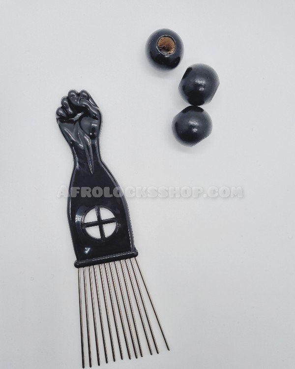 Peigne cheveux afros avec dents en métal et poing levé 3 tailles-SQ6601639