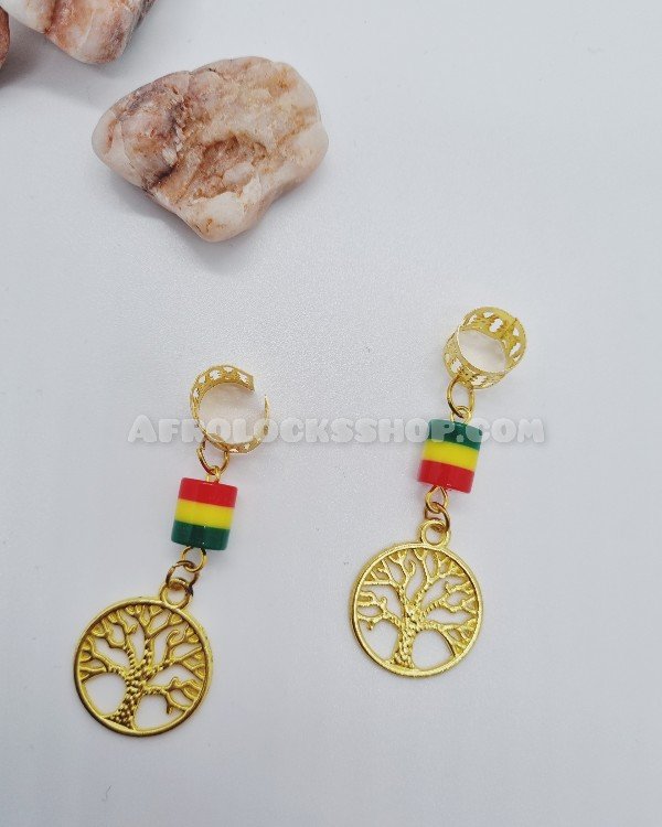 Bijou pendentif cheveux dreadlocks arbre de vie rasta