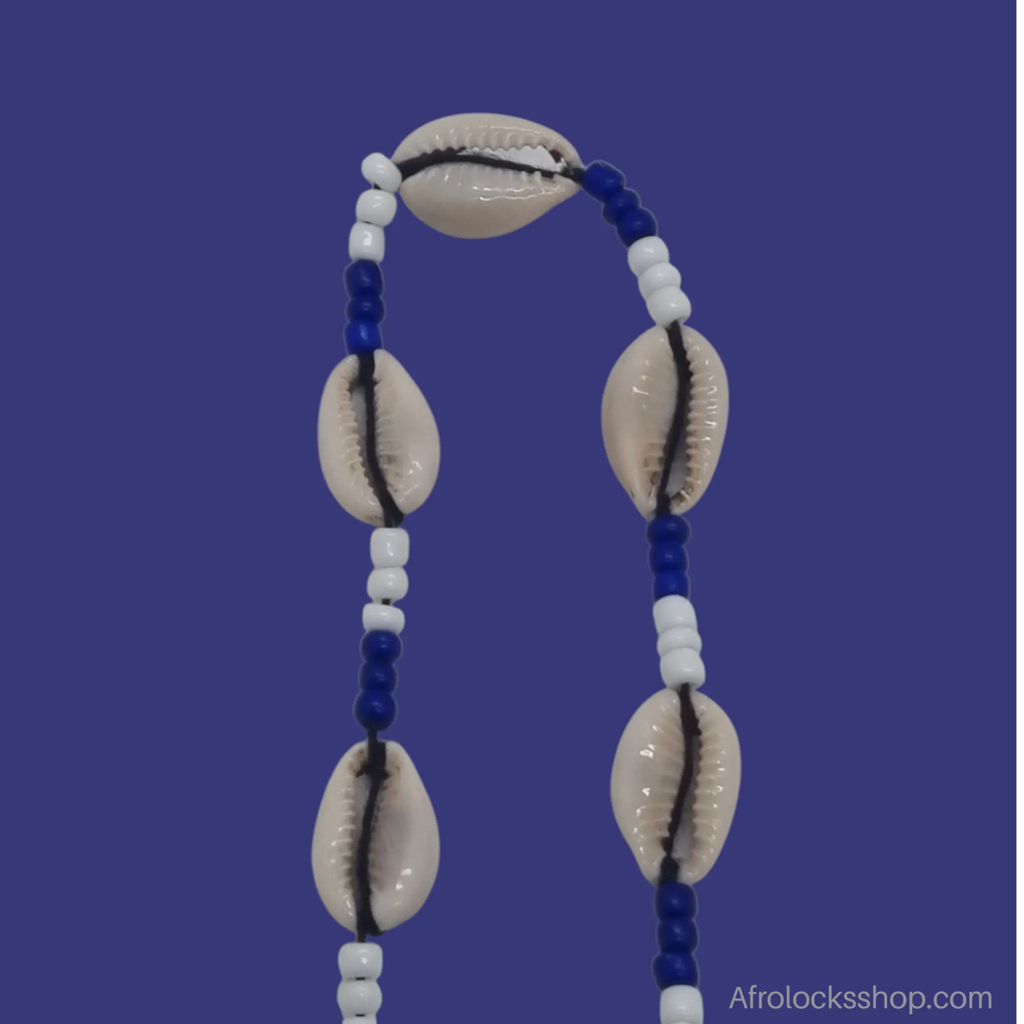 long-collier-cauris-fait-main-afrique-du-sud - Afro Locks Shop