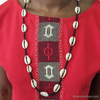 long-collier-cauris-perles-noir - Afro Locks Shop