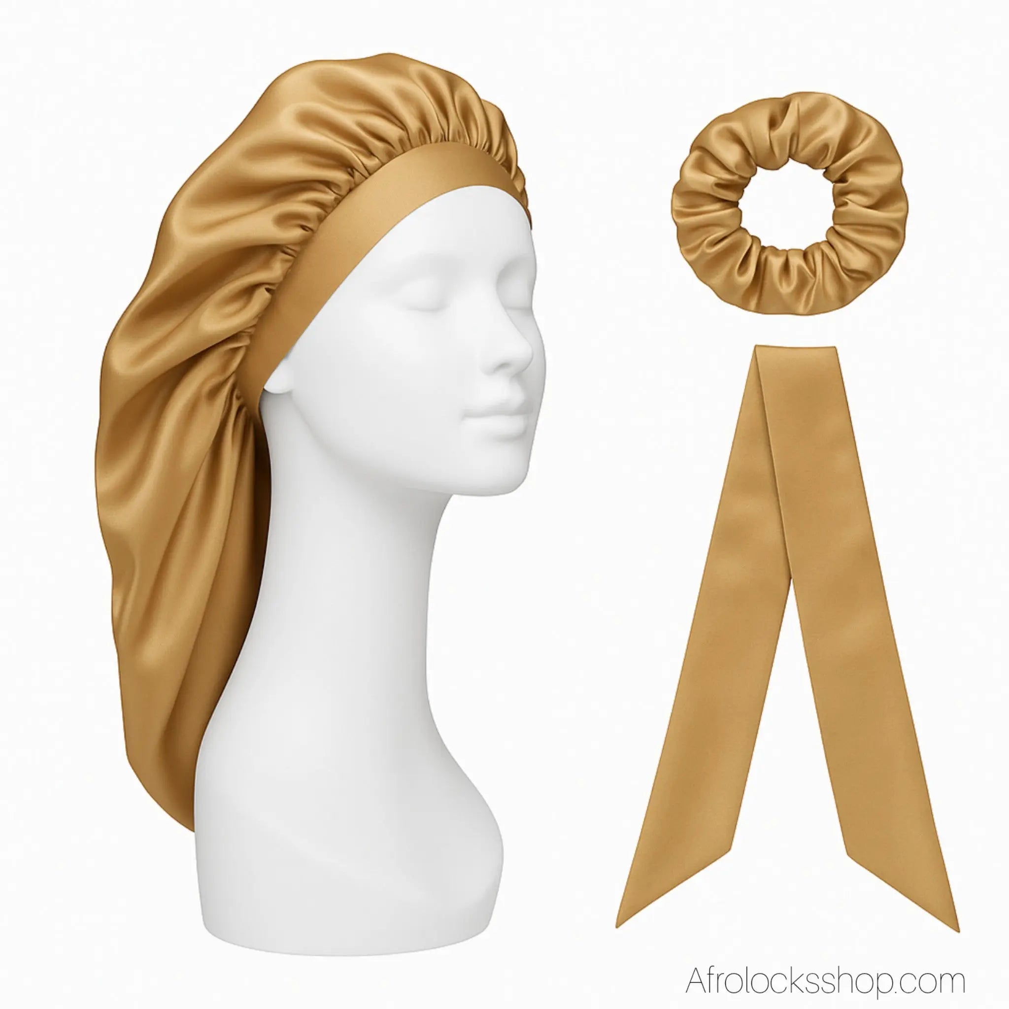 lot-bonnet-satin-chouchou-bandeau-or - Afro Locks Shop