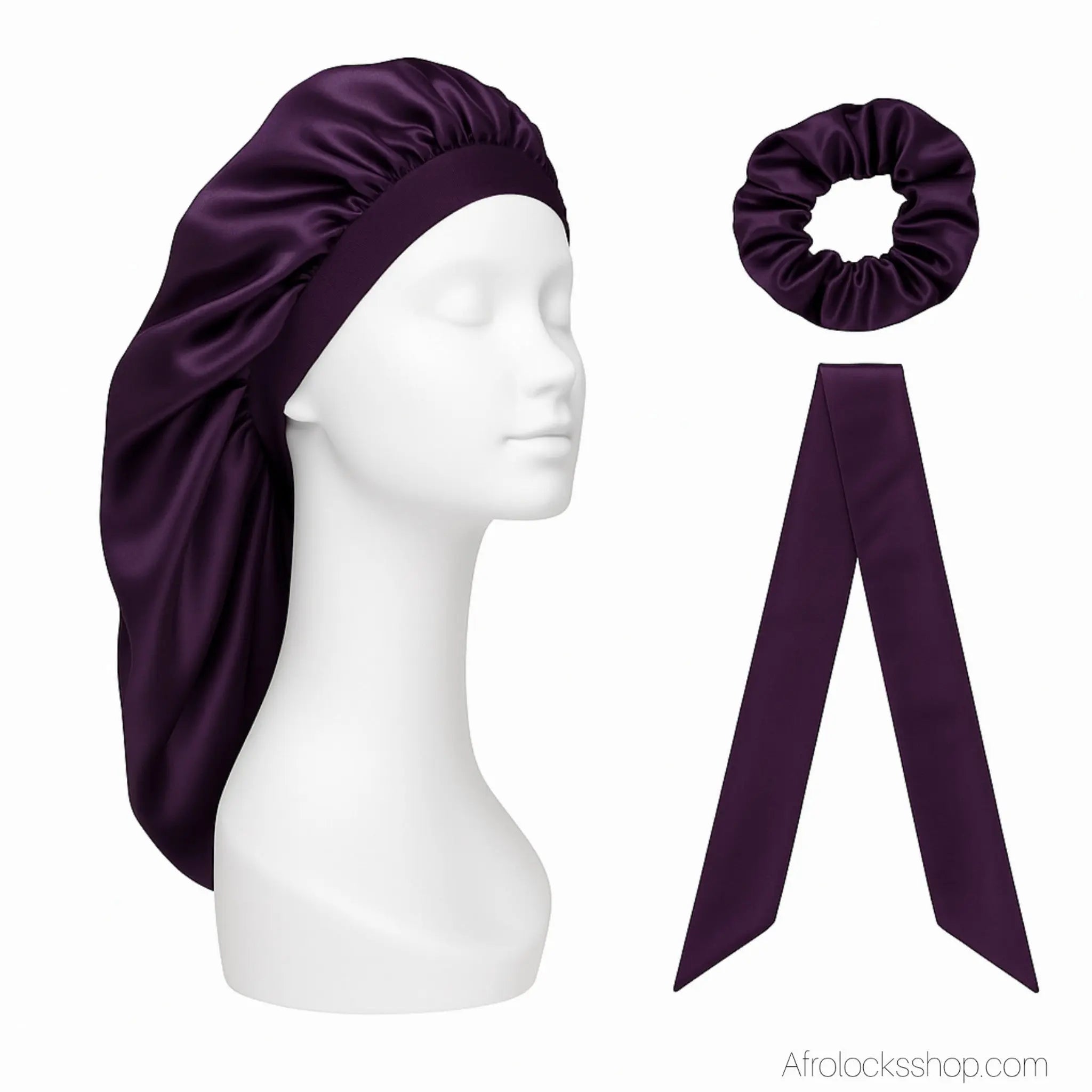 lot-bonnet-satin-chouchou-bandeau-violet - Afro Locks Shop