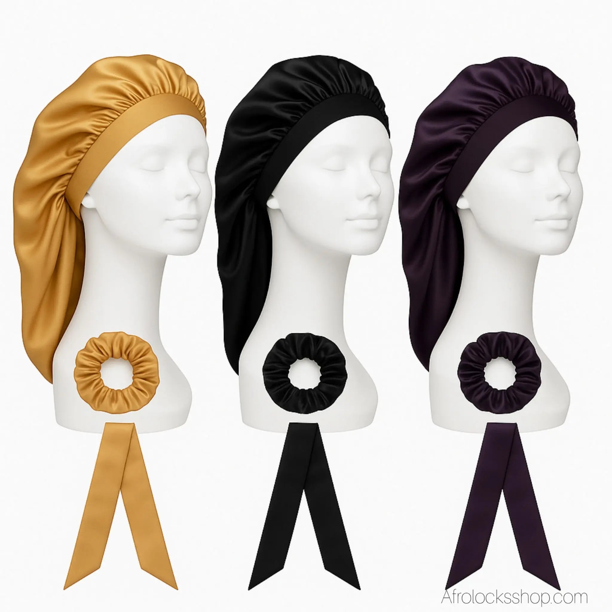 lot-bonnet-satin-chouchou-bandeau - Afro Locks Shop