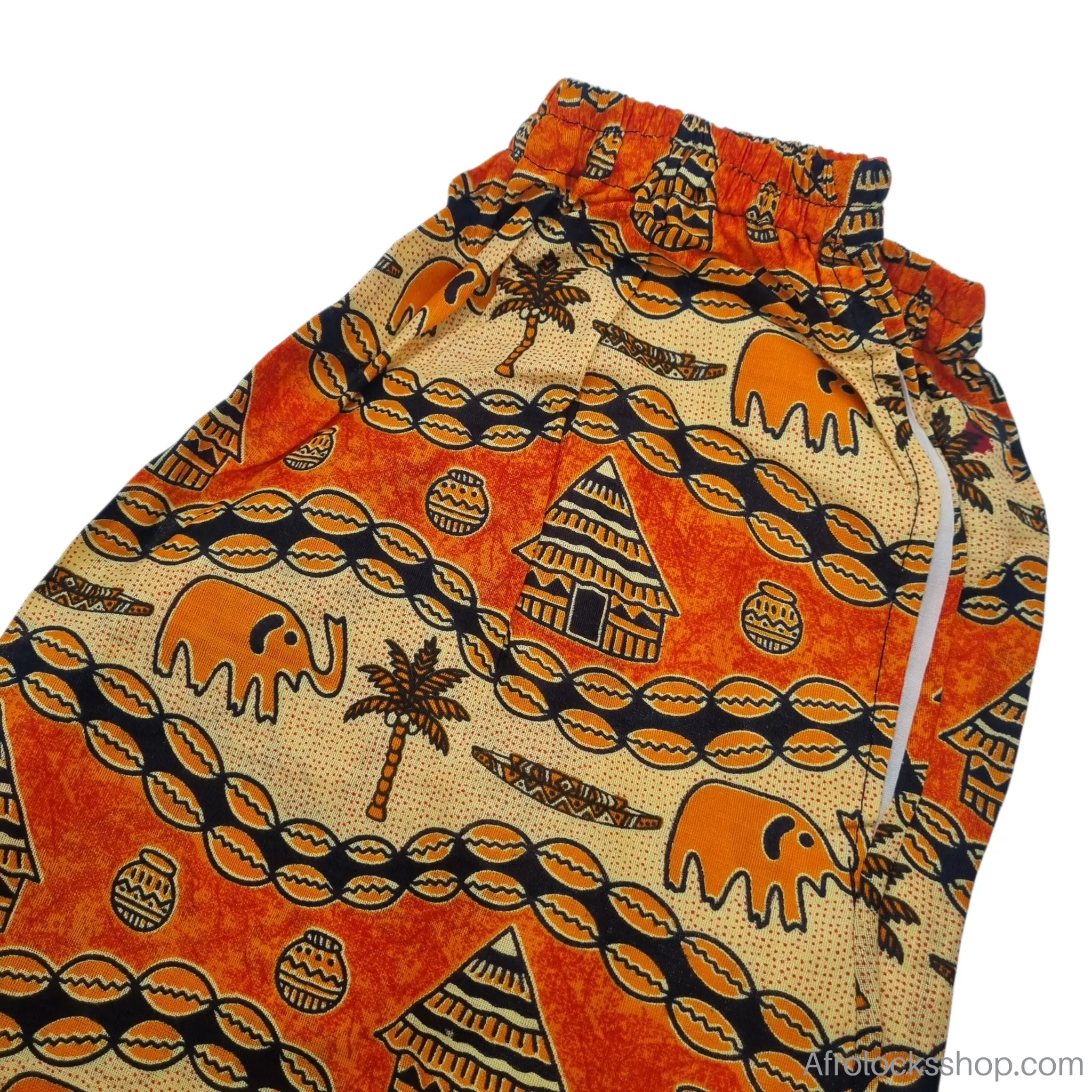 pantalon-africain-wax-coton--orange - Afro Locks Shop