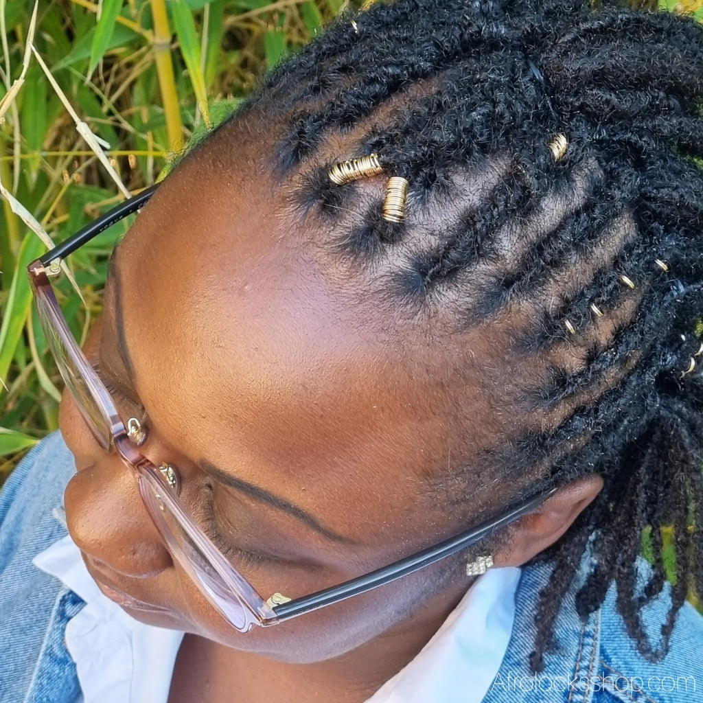 perles-bijoux-microlocks-dore - Afro Locks Shop