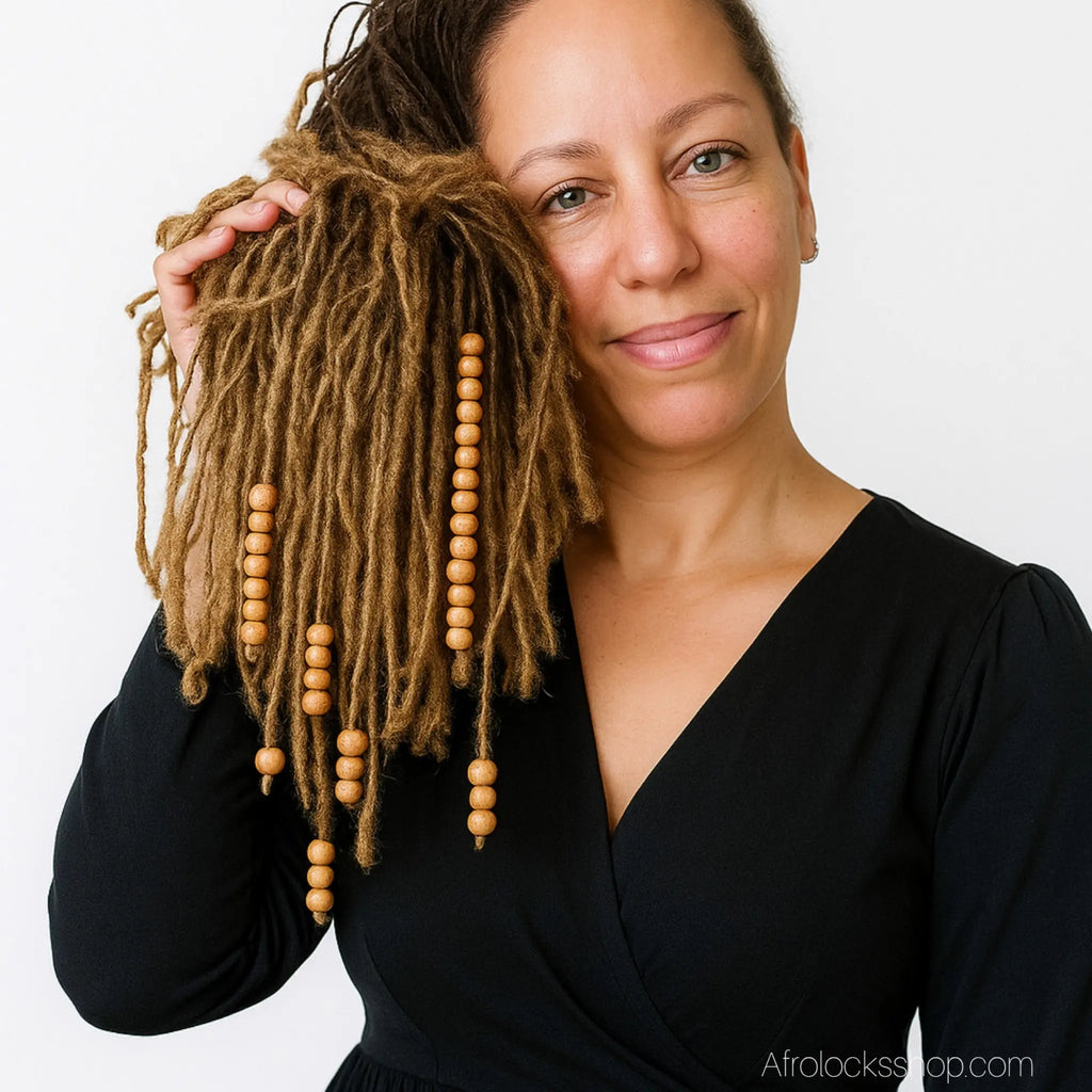 perles-bois-naturel-cheveux-coiffure - Afro Locks Shop
