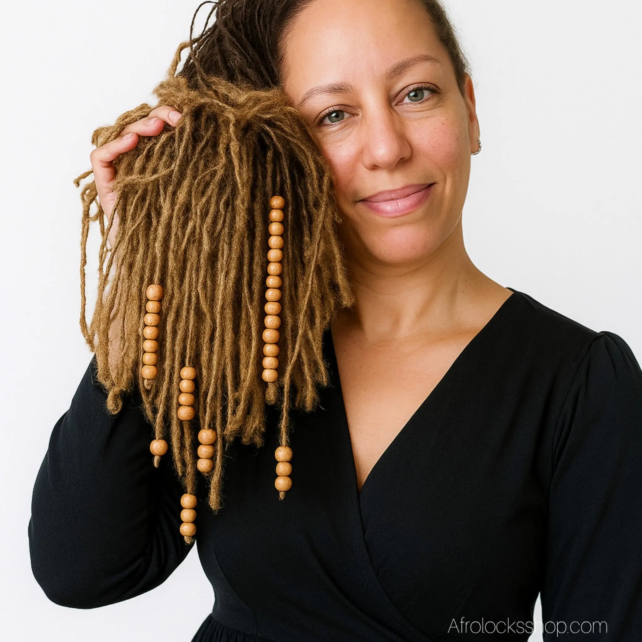 perles-bois-naturel-cheveux-coiffure - Afro Locks Shop