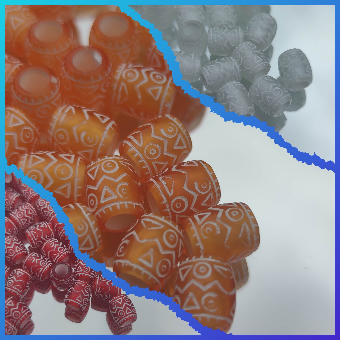 Perles gravures style tibétain - décoration coiffures microlocks tresses-SQ1845678