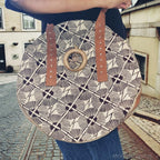 sac-rond-fait-main-coton-wax-marron - Afro Locks Shop