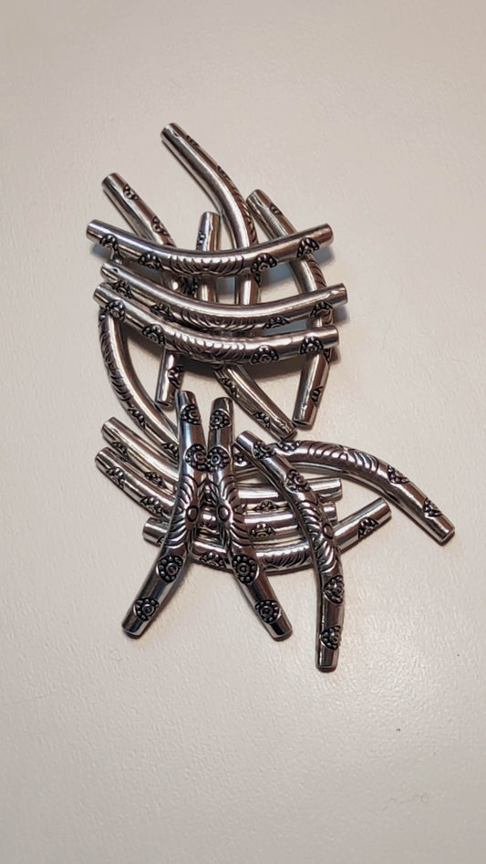 Perles incurvées pour sisterlocks - argent gravures ethniques afro look