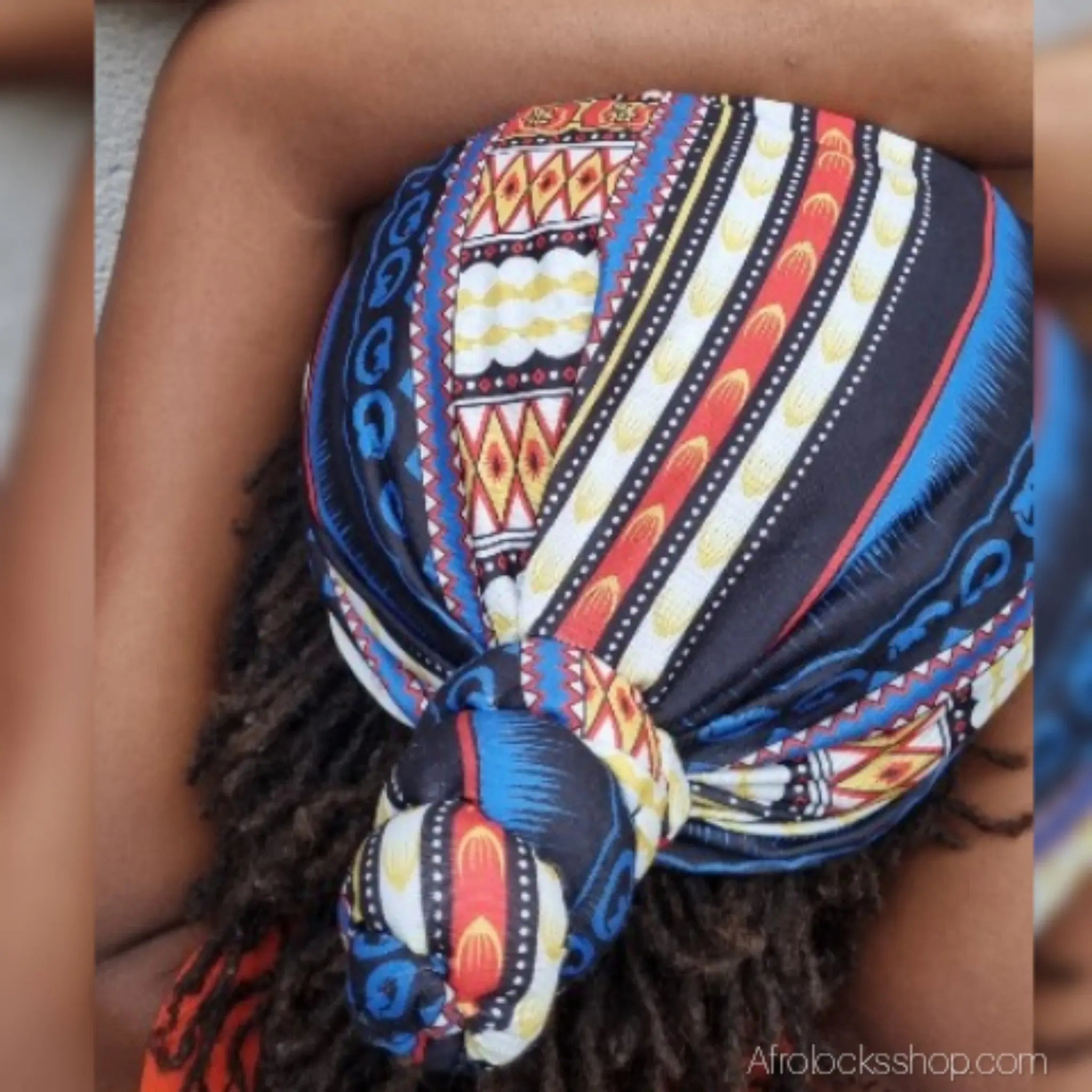 turban-noeud-volume-extensiblebleu - Afro Locks Shop