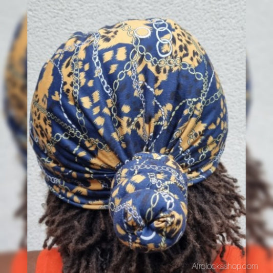 turban pre noue a poser sur la tete porte par une femme avec des microlocks