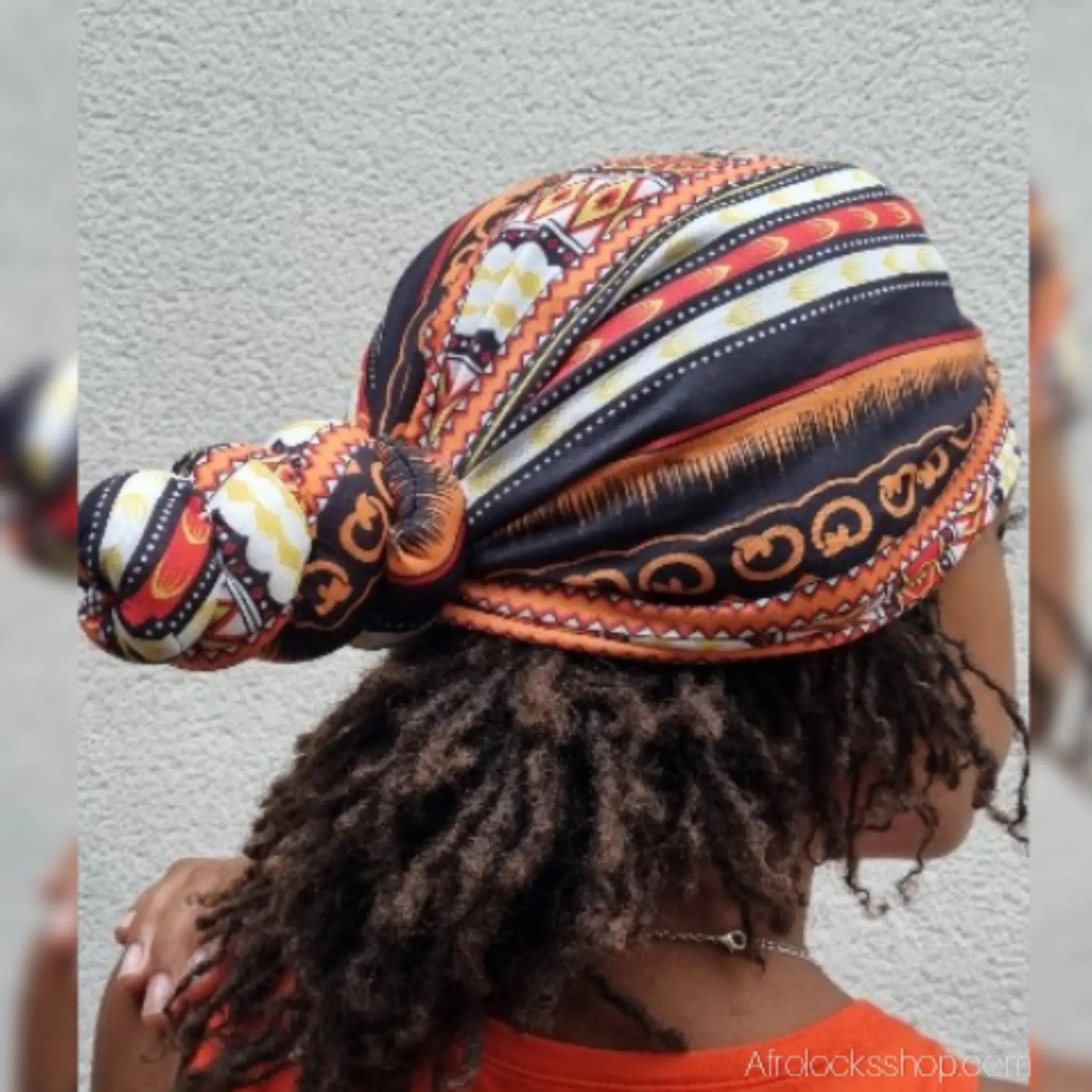 turban-pre-noue-extensible-marron - Afro Locks Shop