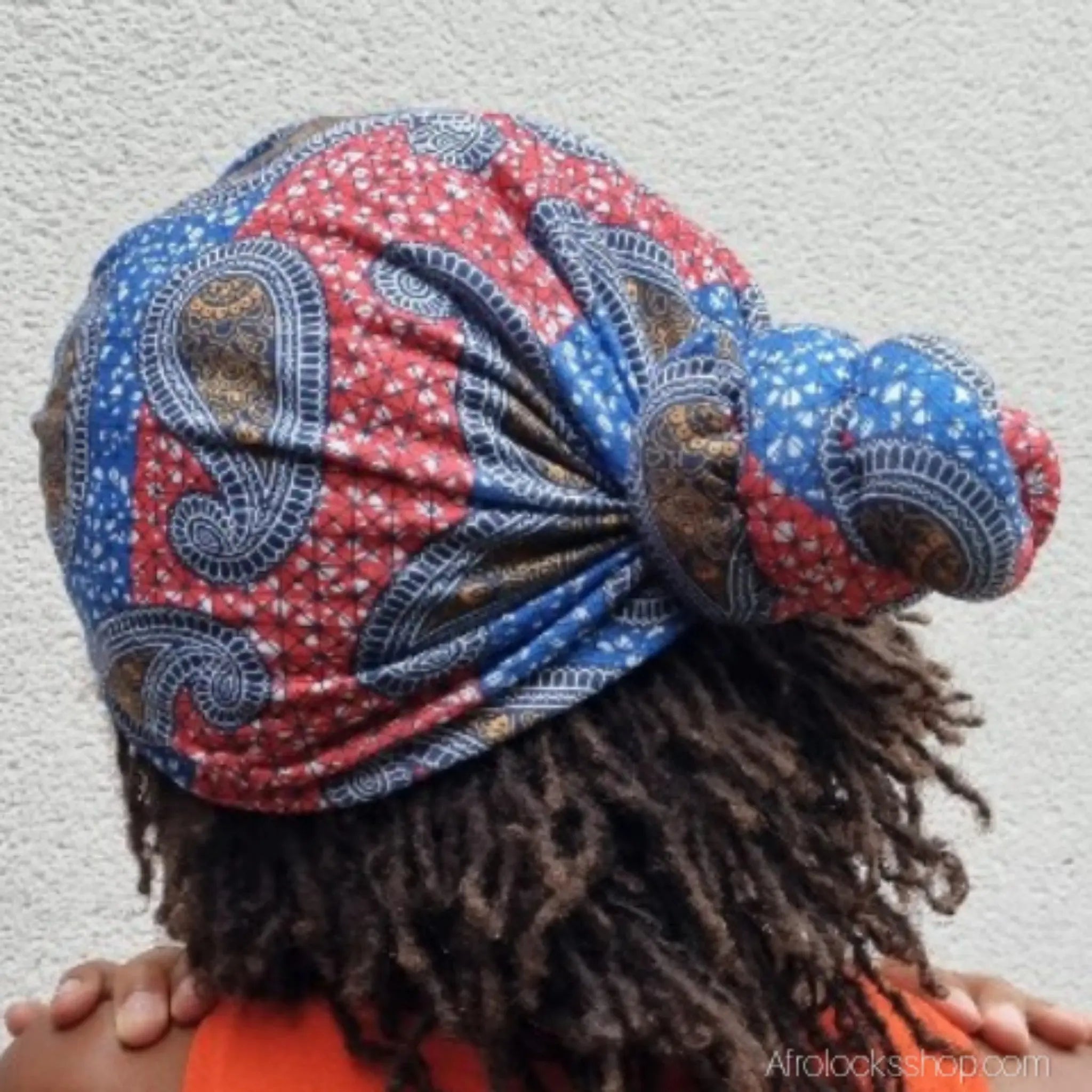 turban-pre-noue-rouge-extensible - Afro Locks Shop