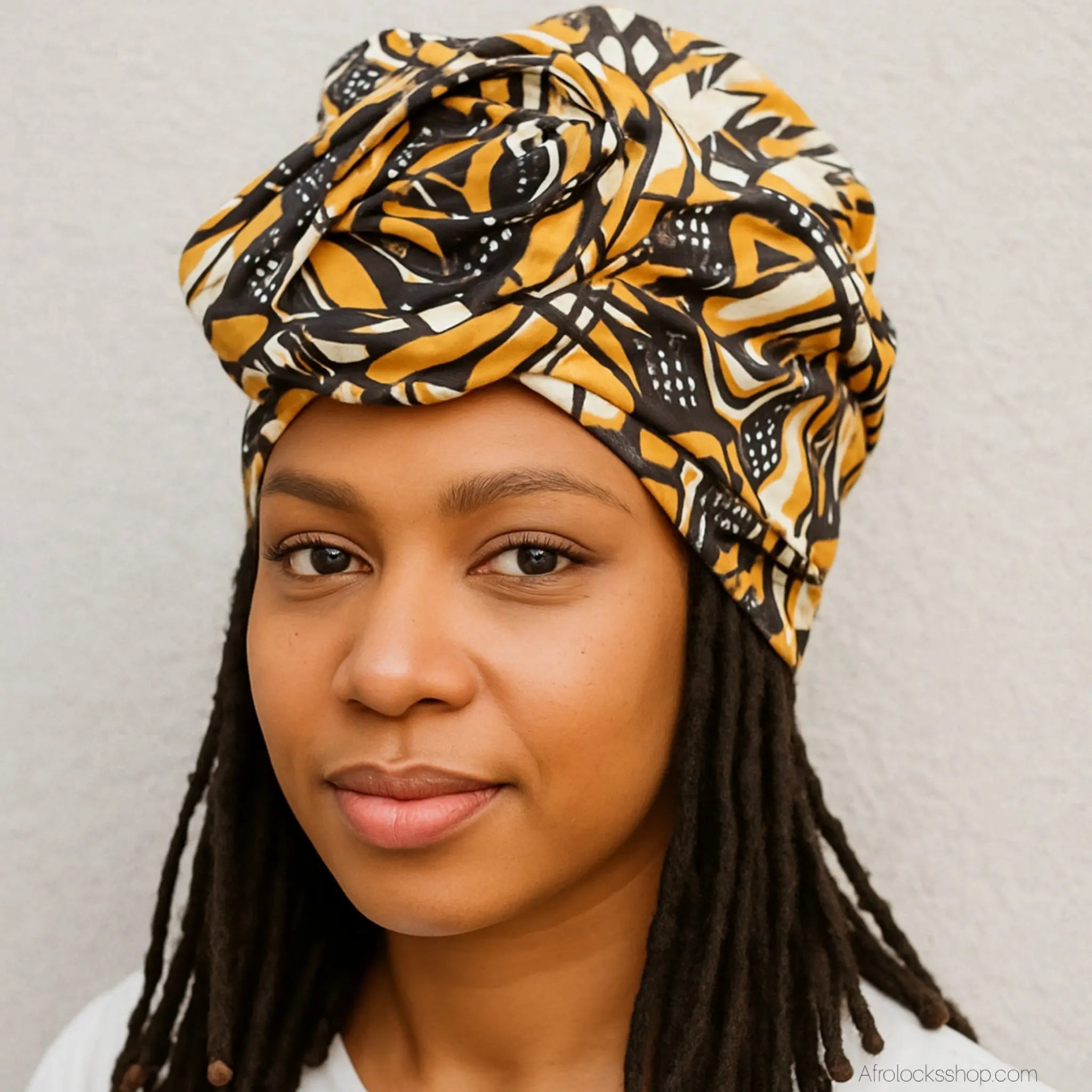 turban-satin-fleur-wax-marron - Afro Locks Shop