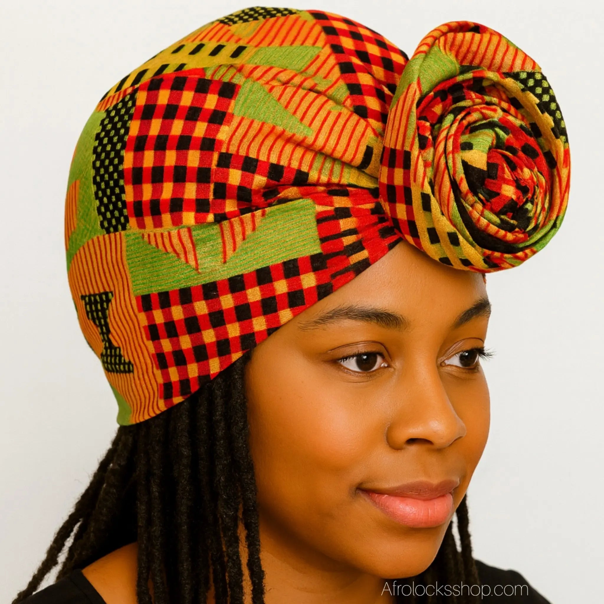 turban-satin-wax-jaune-vert - Afro Locks Shop