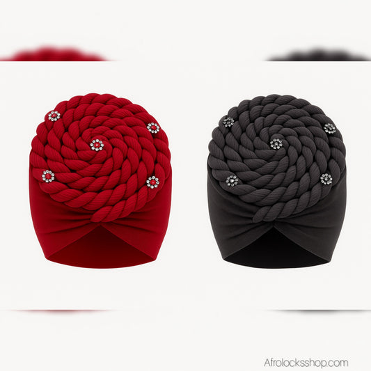 turbans pre attache avec detail torsade a l'avant et legers strass 2 coloris