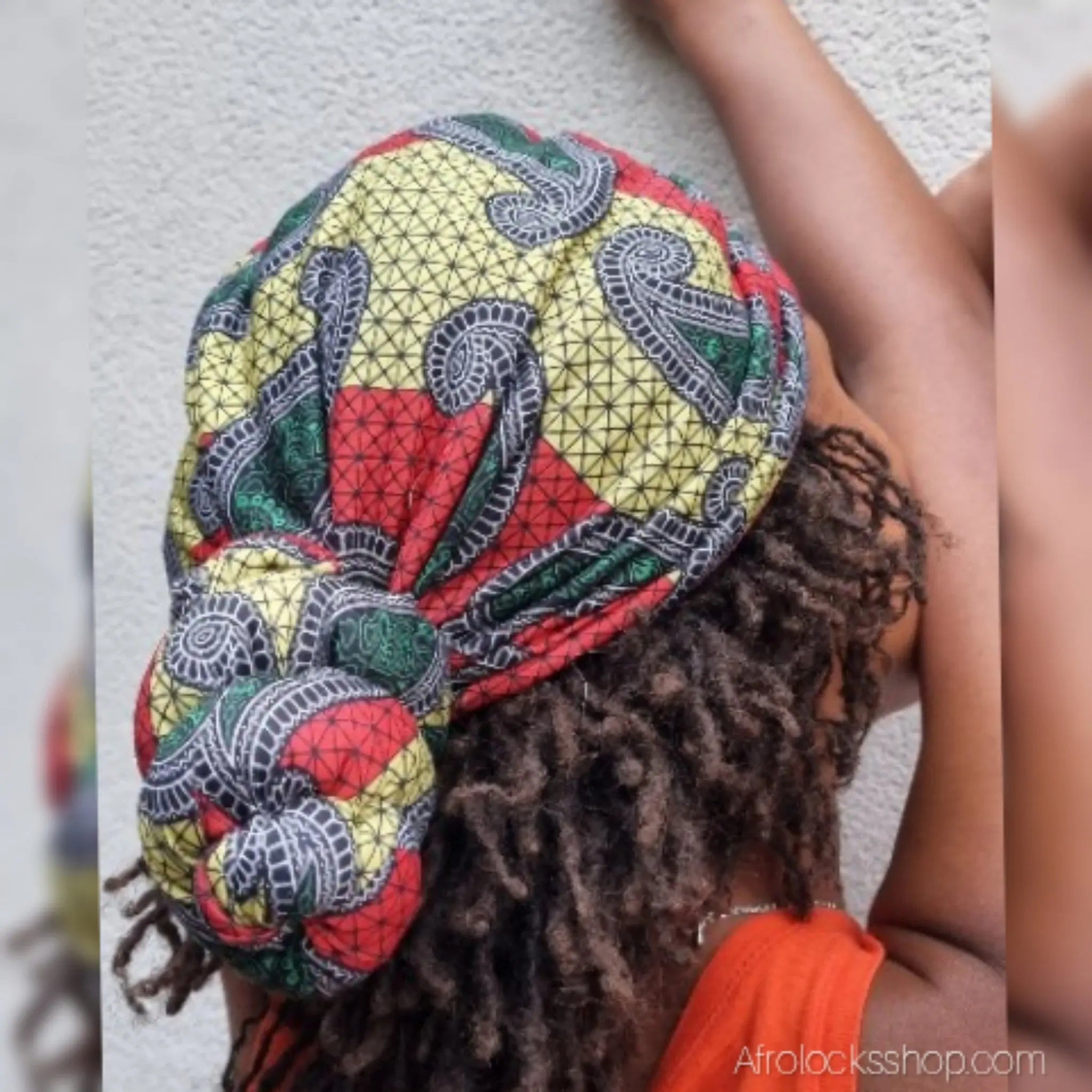 turban-volumineux-rouge-jaune-vert - Afro Locks Shop